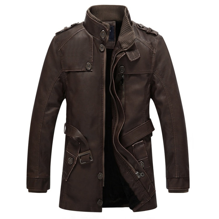 Men Long Style Leather Jacket Coat