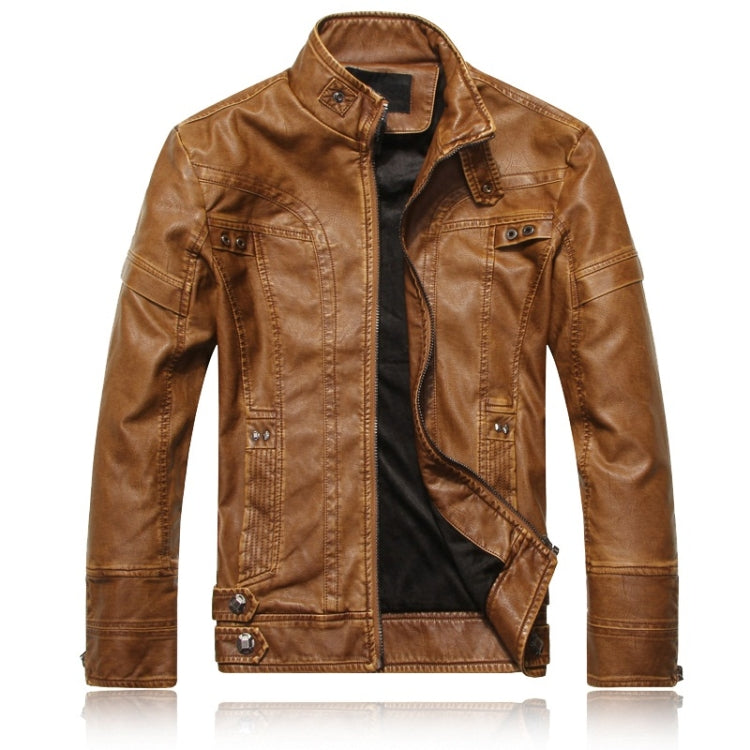 Men Plus Velvet Fashion Leather Jacket Motorcycle Coat Reluova