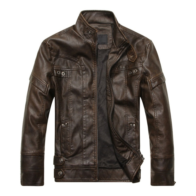 Men Plus Velvet Fashion Leather Jacket Motorcycle Coat Reluova