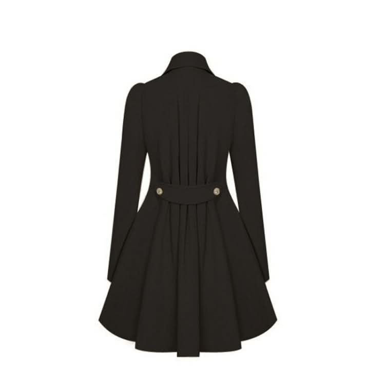 Slim Mid-length Commuter Jacket Trench Coat (Color:Black Size:S)