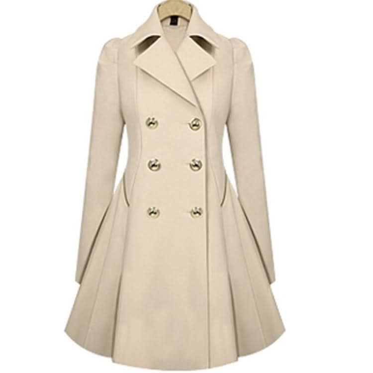 Slim Mid-length Commuter Jacket Trench Coat (Color:Black Size:S)