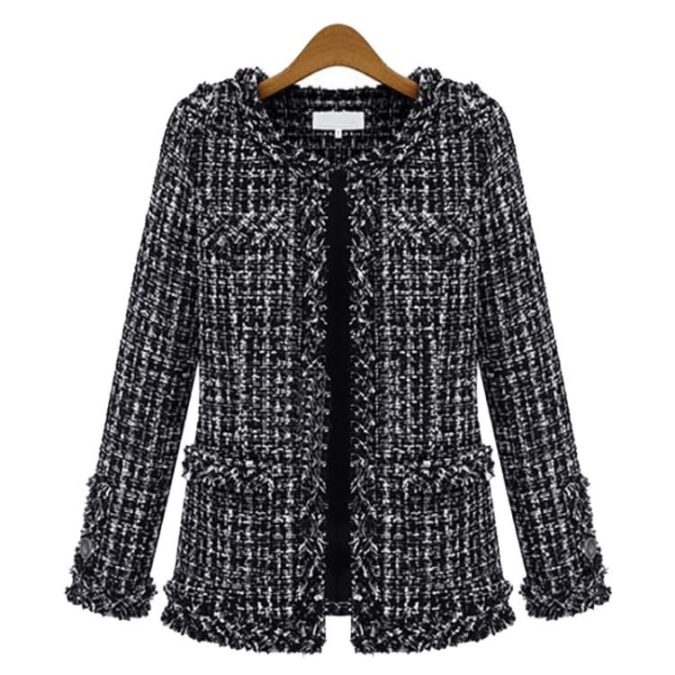 Women Plaid Slim Jacket Coat