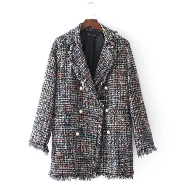 Medium Long Tweed Pearl Fringe Women Coat (Color:Colour Size:XXL) Reluova