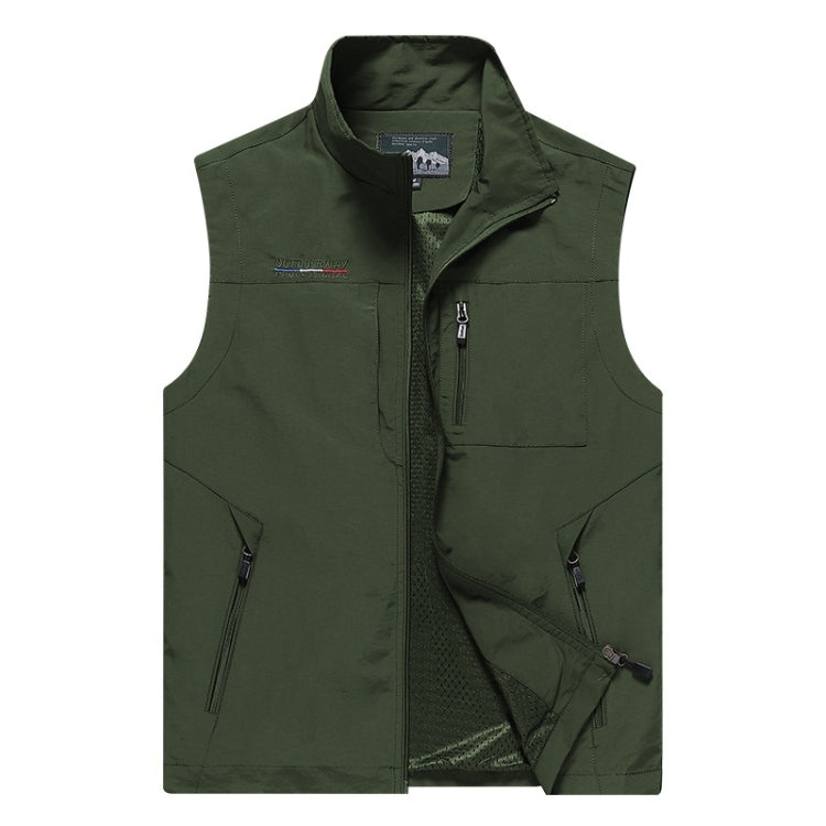 Men Sleeveless Stand Collar Loose Vest Multi-pockets Vest