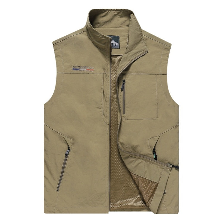 Men Sleeveless Stand Collar Loose Vest Multi-pockets Vest