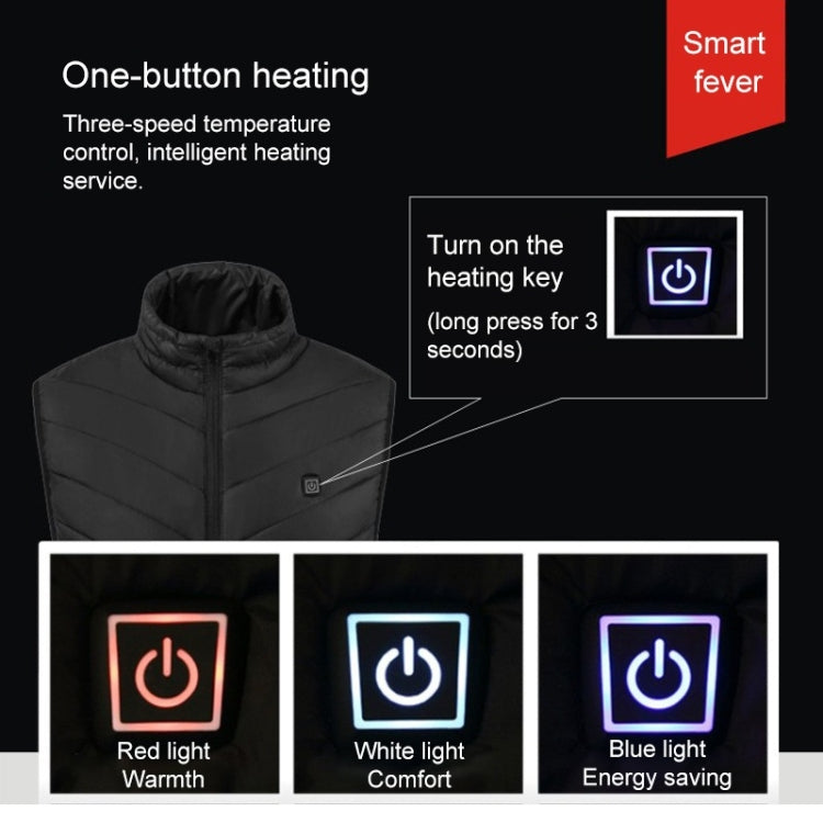 USB Security Smart Constant Temperature Fever Men Stand Collar Cotton Vest Reluova