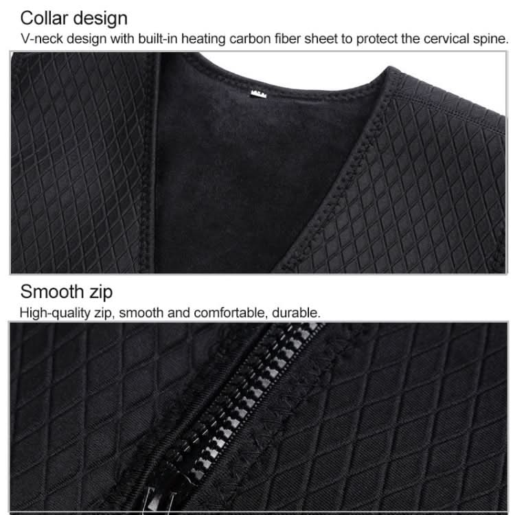 Plus Velvet Inside Men and Women Intelligent Charging Heating Vest Warm Clothes(Color:Black Size:XXXL) Reluova