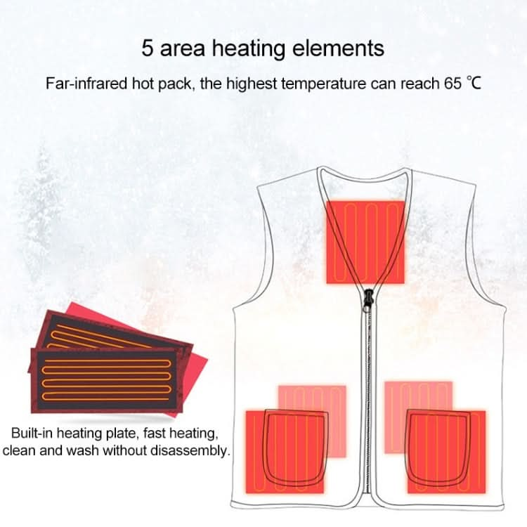 Plus Velvet Inside Men and Women Intelligent Charging Heating Vest Warm Clothes(Color:Black Size:XXXL) Reluova