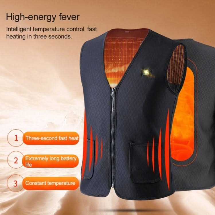 Plus Velvet Inside Men and Women Intelligent Charging Heating Vest Warm Clothes(Color:Black Size:XXXL) Reluova