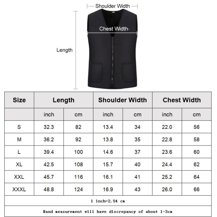 Plus Velvet Inside Men and Women Intelligent Charging Heating Vest Warm Clothes(Color:Black Size:XXXL) Reluova