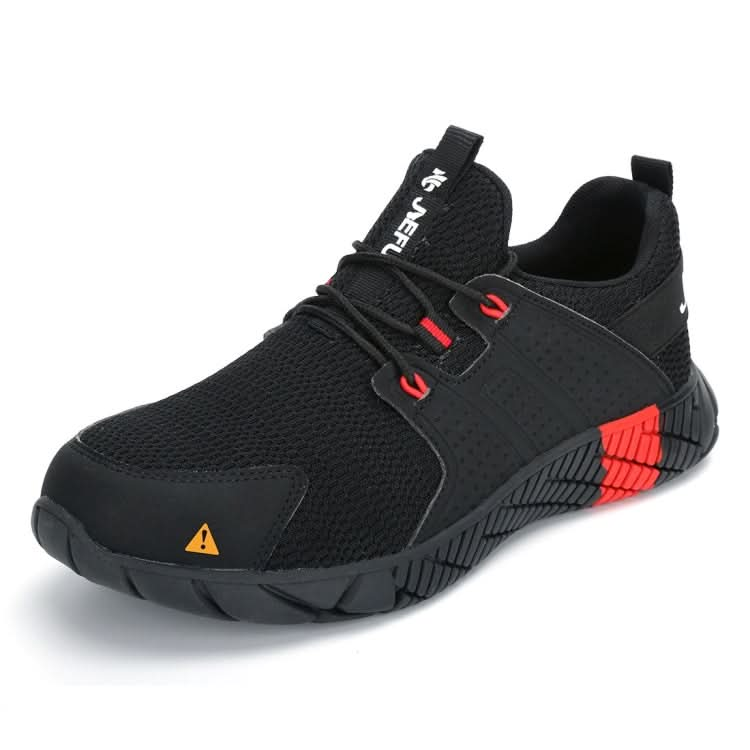 Jiefu Anti Smash And Stab Resistant Lightweight Breathable Anti Odor Flying Fabric Safety Shoes (Color:Black Size:45) Reluova