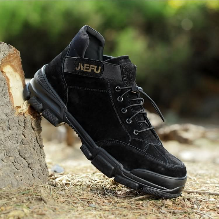 Jiefu Anti Smashing, Anti Piercing, Waterproof And Oil Resistant Electric Welding High Top Safety Shoes (Color:Sand Color Size:46) Reluova