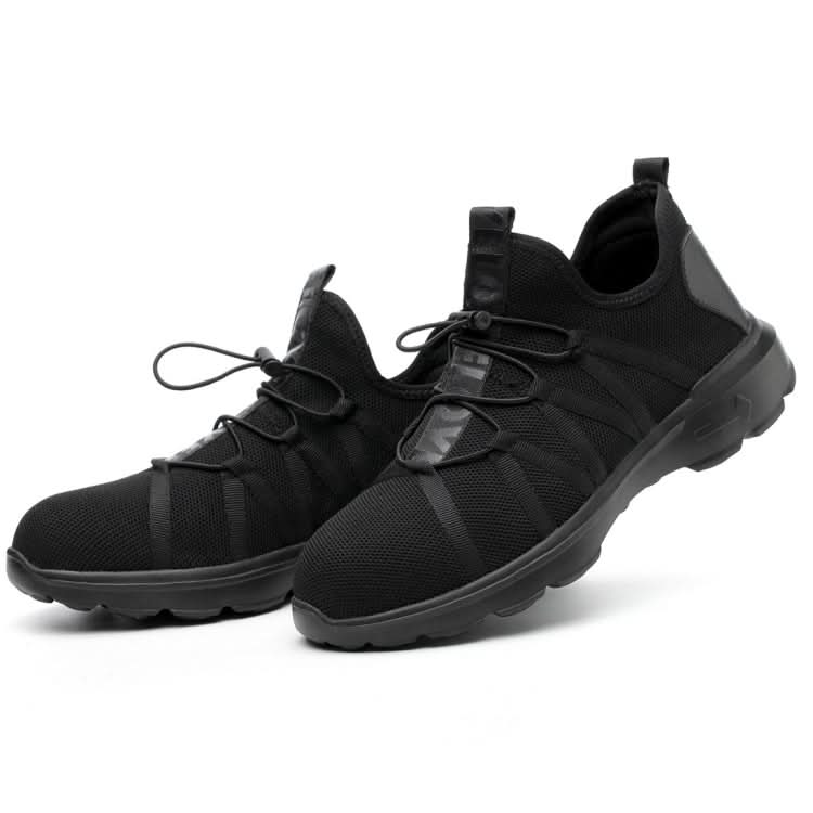 Jiefu Light And Breathable Flying Fabric All Black Anti Smashing And Anti Piercing Electrical Insulation Protection Safety Shoes Reluova