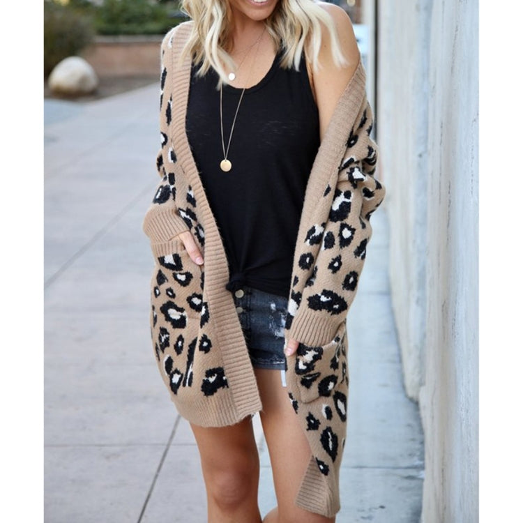 Fashion Leopard Cardigan Knit Sweater