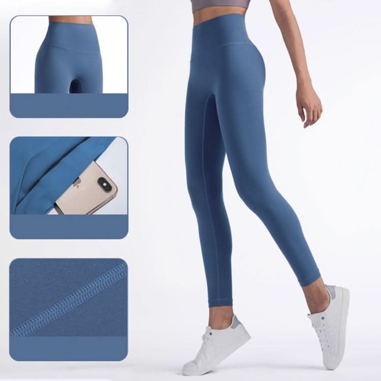 One Piece Sports Fitness Pants Without Embarrassment Line (Color:Tempest Blue Size:M) Reluova