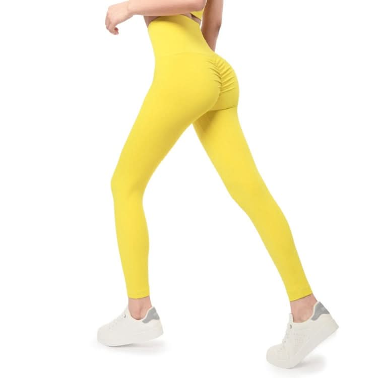 No Embarrassment Tight Pants Fitness Pants Fan Tail Leaf Peach Hip High Waist Nude Yoga Pants (Color:Black Size:L)