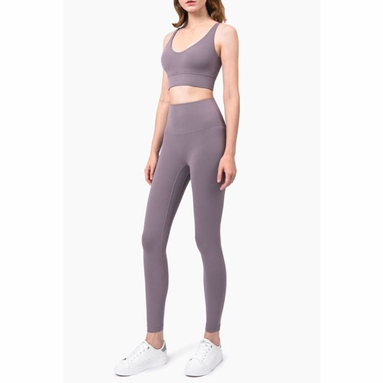 High Waist Anti Flanging Yoga Pants No Embarrassment One Piece Hip Lifting Peach Pants (Color:Ink Blue Size:XL) Reluova