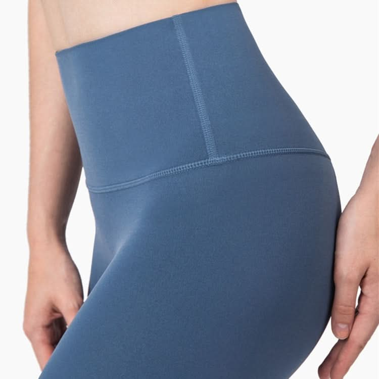 High Waist Anti Flanging Yoga Pants No Embarrassment One Piece Hip Lifting Peach Pants (Color:Ink Blue Size:XL) Reluova