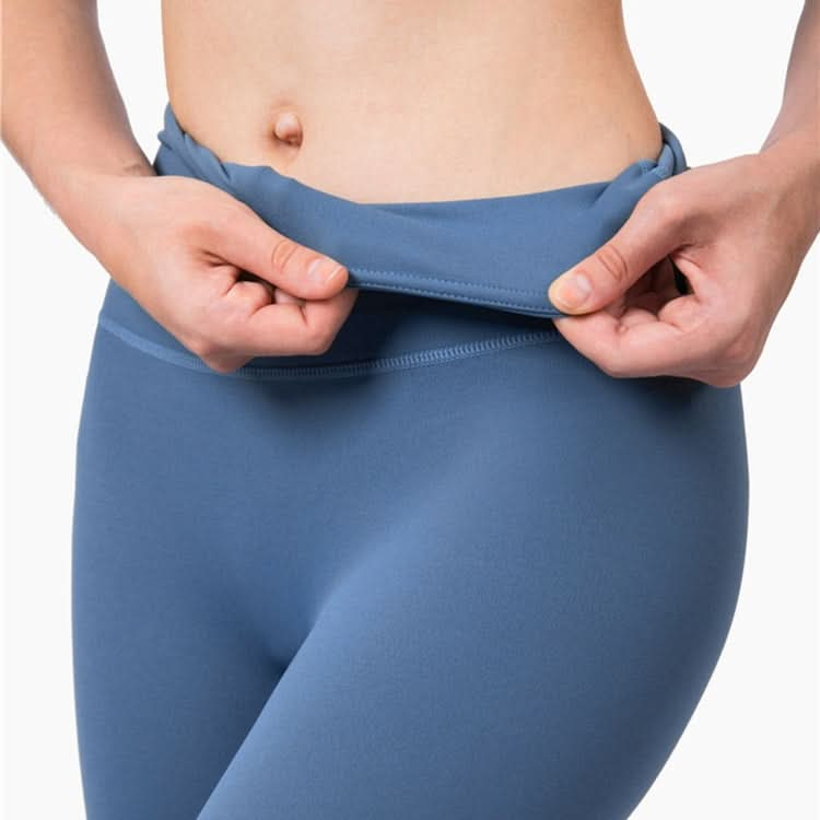 High Waist Anti Flanging Yoga Pants No Embarrassment One Piece Hip Lifting Peach Pants (Color:Ink Blue Size:XL)