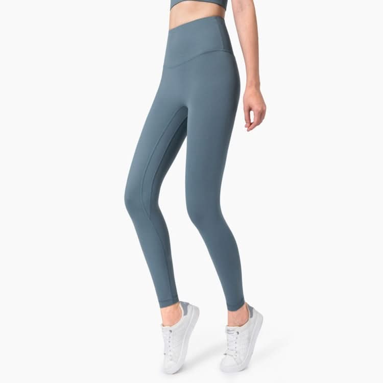 High Waist Anti Flanging Yoga Pants No Embarrassment One Piece Hip Lifting Peach Pants (Color:Ink Blue Size:XL)