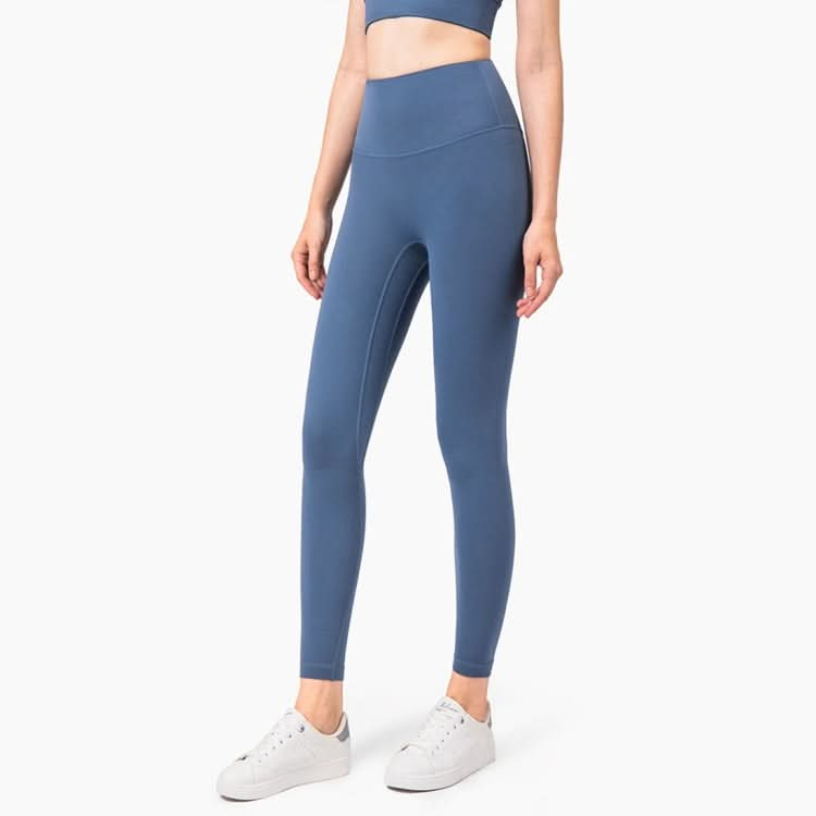 High Waist Anti Flanging Yoga Pants No Embarrassment One Piece Hip Lifting Peach Pants (Color:Ink Blue Size:XL)