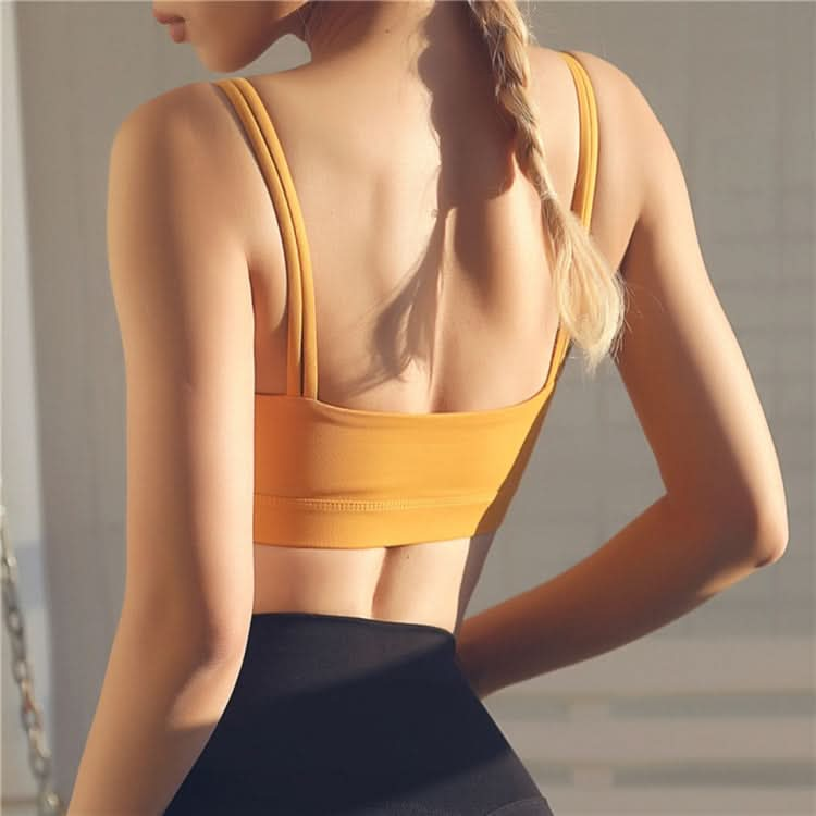 Double Thin Shoulder Belt Fitness Back Yoga Sports Vest (Color:Ginger Size:M)