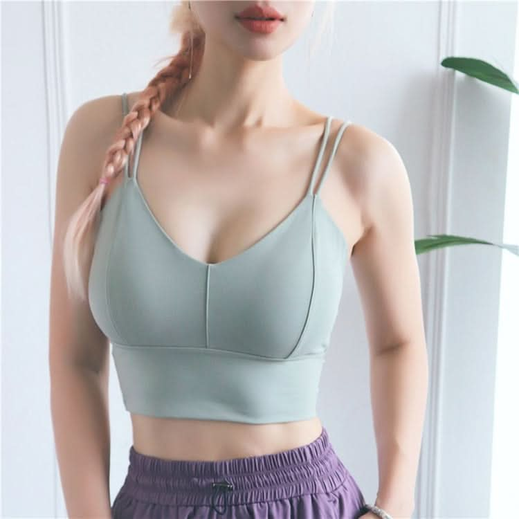 Double Suspender Vest Sports Underwear Three Dimensional Cup Fashion Back Yoga Bra (Color:Quicksand Powder Size:XL)