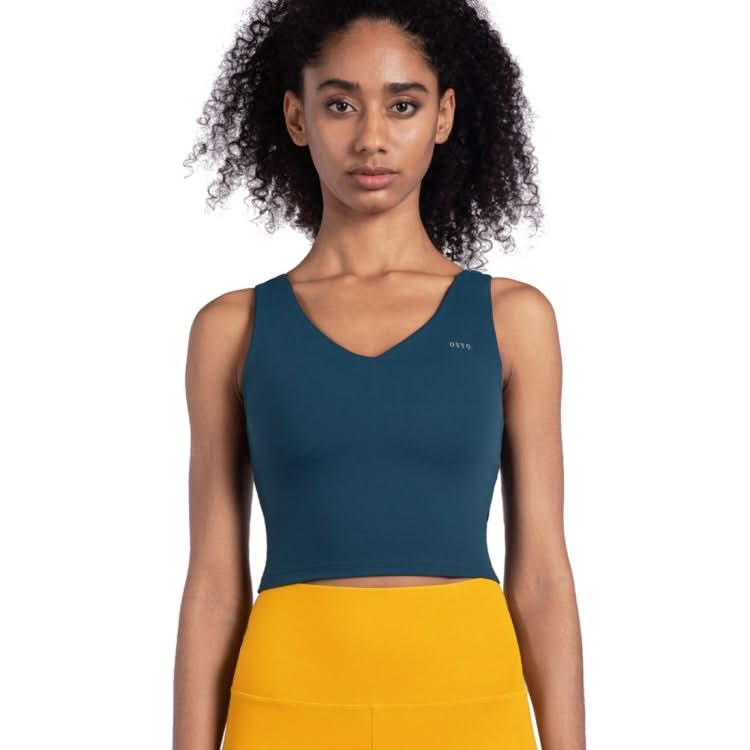 Fashionable Back Gathering Shockproof Yoga Sports Vest (Color:Dark Green Size:XL) Reluova