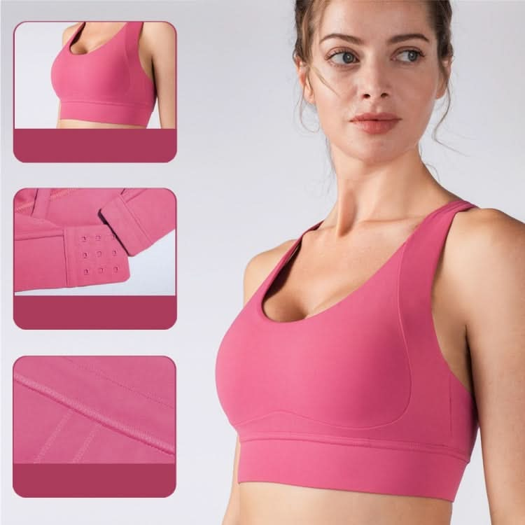 No Trace Buckle Peach Chest Line Yoga Sports Vest (Color:Palm Court Size:XL)