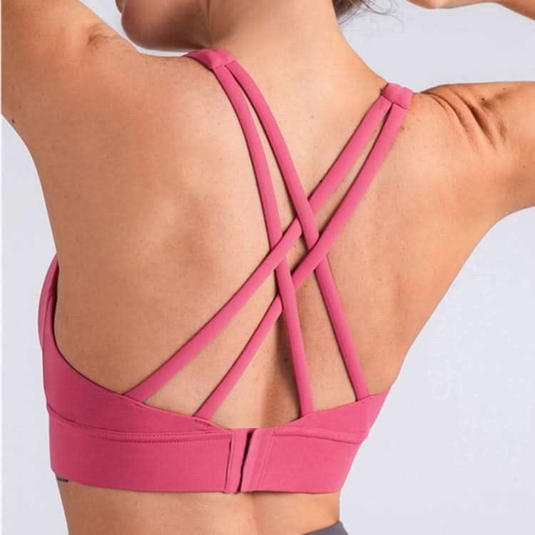 No Trace Buckle Peach Chest Line Yoga Sports Vest (Color:Palm Court Size:XL)