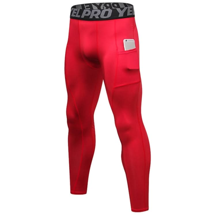 Running Training Sweat Wicking Stretch Tights With Pocket (Color:Red Size:S) Reluova