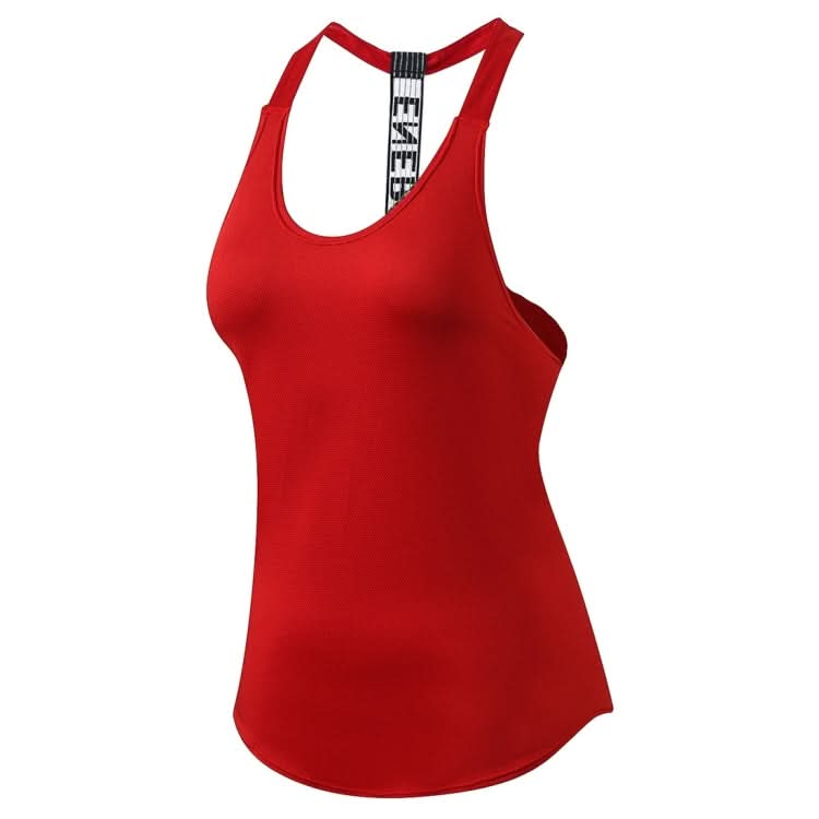 Sexy T-shaped Back Hollow Strap Quick Drying Loose Vest (Color:Rose Red Size:XL), Series 2