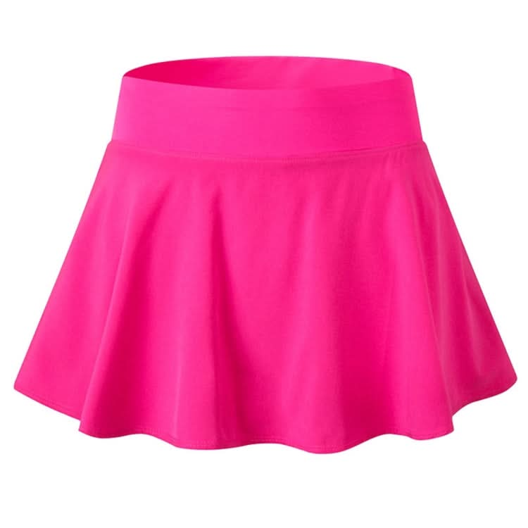 Tennis Dance Yoga Quick Drying Anti Light Lining Skirt Pants (Color:Rose Red Size:XXL)