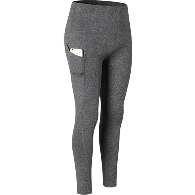 Super High Waist Slant Pocket Stretch Quick Drying Tights (Color:Colorful Gray Size:L), Series 1