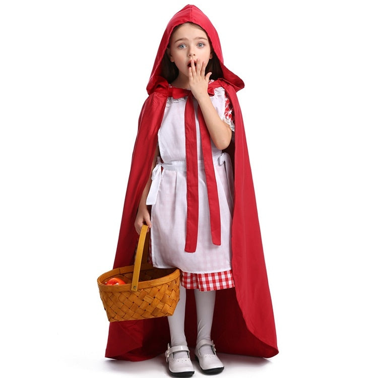 Little Red Riding Hood Parent Child Fairy Tale Drama Performance Costume Little Red Riding Hood Dress Little Maid Two Dress Halloween Costume (Color:Cape+Maid Size:L) My Store