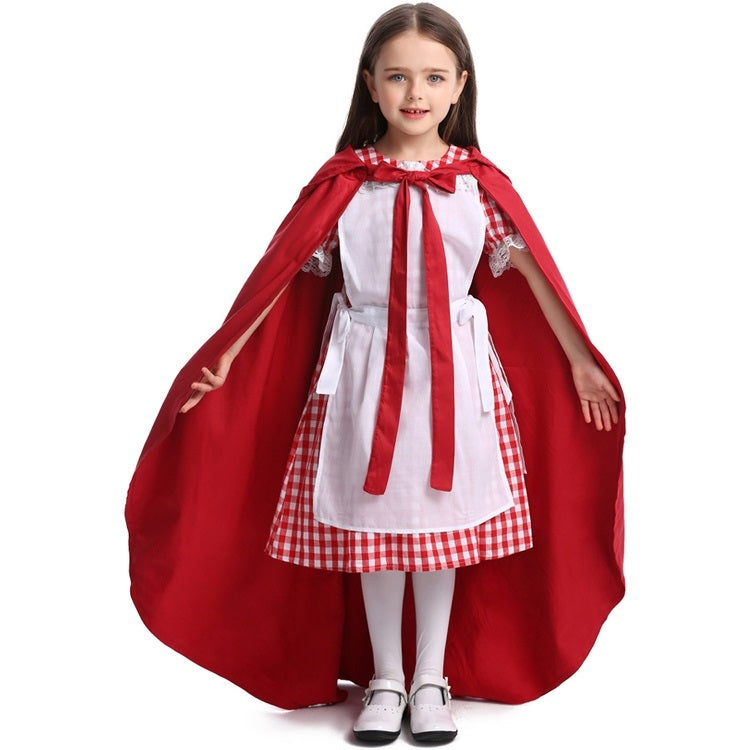 Little Red Riding Hood Parent Child Fairy Tale Drama Performance Costume Little Red Riding Hood Dress Little Maid Two Dress Halloween Costume (Color:Cape+Maid Size:L) My Store