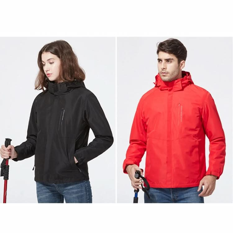 Ladys Detachable 3 in 1 Pair Of Waterproof, Windproof, Warm And Breathable Couples Stormsuit (Color:Cherry Pink Size:XXXXL) Reluova