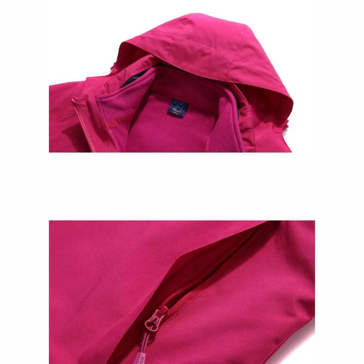 Ladys Detachable 3 in 1 Pair Of Waterproof, Windproof, Warm And Breathable Couples Stormsuit (Color:Cherry Pink Size:XXXXL) Reluova