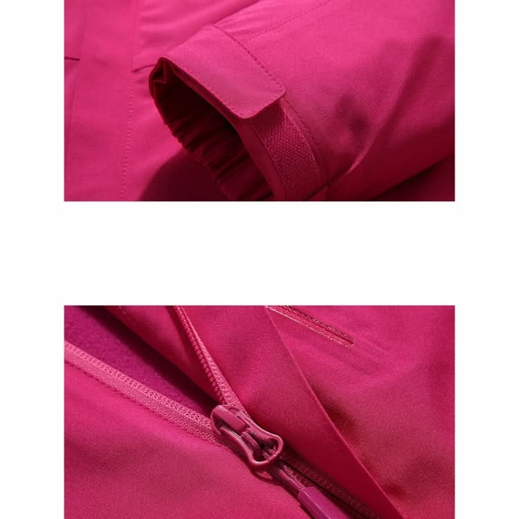 Ladys Detachable 3 in 1 Pair Of Waterproof, Windproof, Warm And Breathable Couples Stormsuit (Color:Cherry Pink Size:XXXXL) Reluova