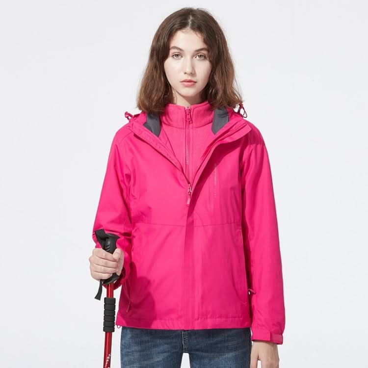 Ladys Detachable 3 in 1 Pair Of Waterproof, Windproof, Warm And Breathable Couples Stormsuit (Color:Cherry Pink Size:XXXXL) Reluova