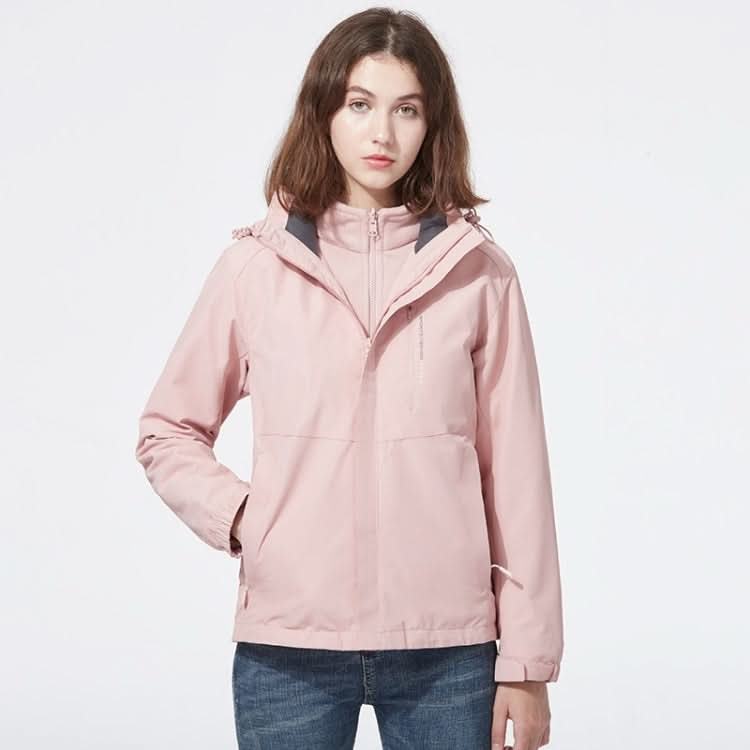 Ladys Detachable 3 in 1 Pair Of Waterproof, Windproof, Warm And Breathable Couples Stormsuit (Color:Cherry Pink Size:XXXXL) Reluova