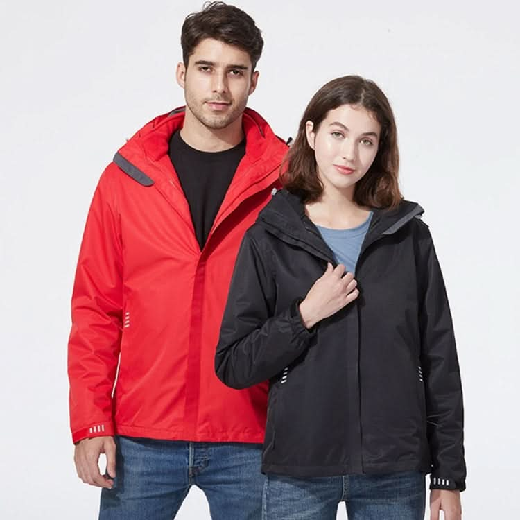 Ladys Detachable Two Piece Warm, Waterproof And Breathable Couples Stormsuit (Color:Fog Blue Size:XXXXL) Reluova