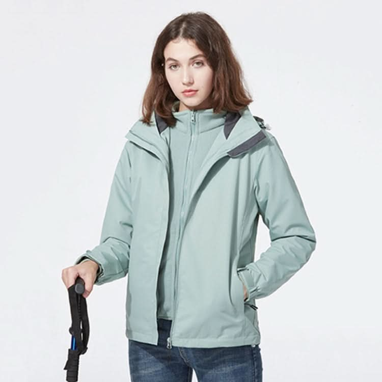 Ladys Detachable Two Piece Warm, Waterproof And Breathable Couples Stormsuit (Color:Fog Blue Size:XXXXL) Reluova