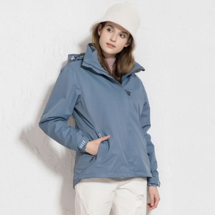 Ladys Detachable Two Piece Warm, Waterproof And Breathable Couples Stormsuit (Color:Fog Blue Size:XXXXL) Reluova