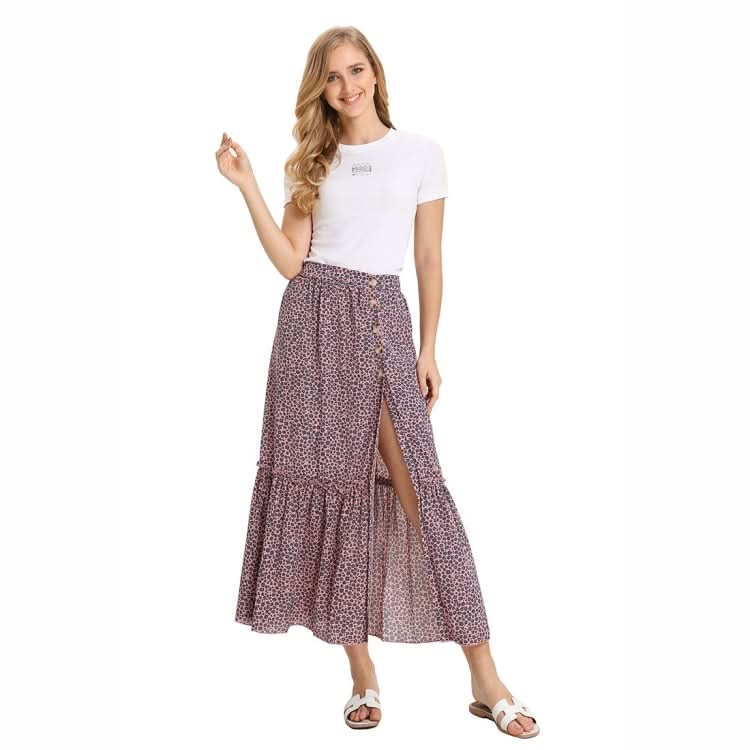 High Waisted Floral Pleat Vintage Split Skirt