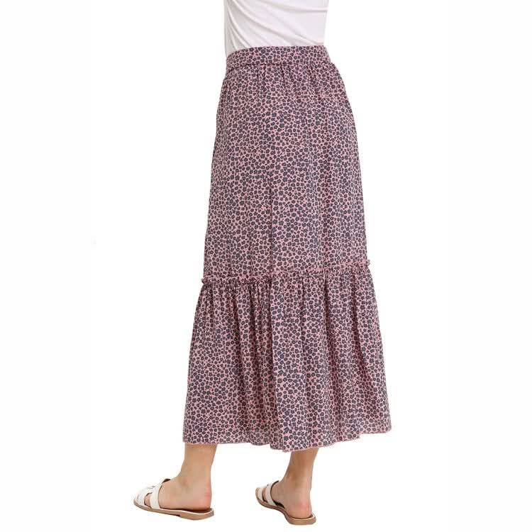 High Waisted Floral Pleat Vintage Split Skirt Reluova