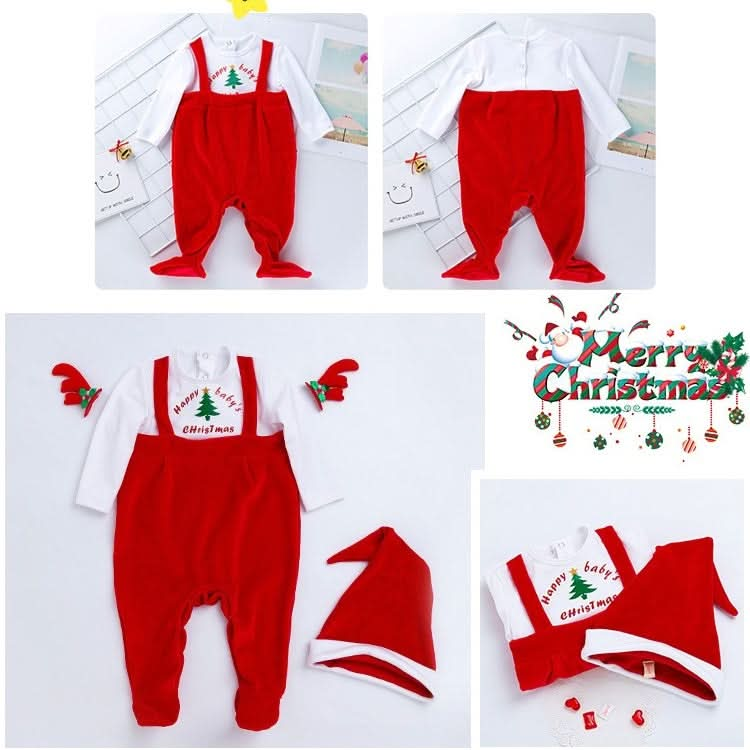 Baby Christmas Clothes One-piece Romper Thicken Plus Velvet Long-sleeved One-piece Reluova