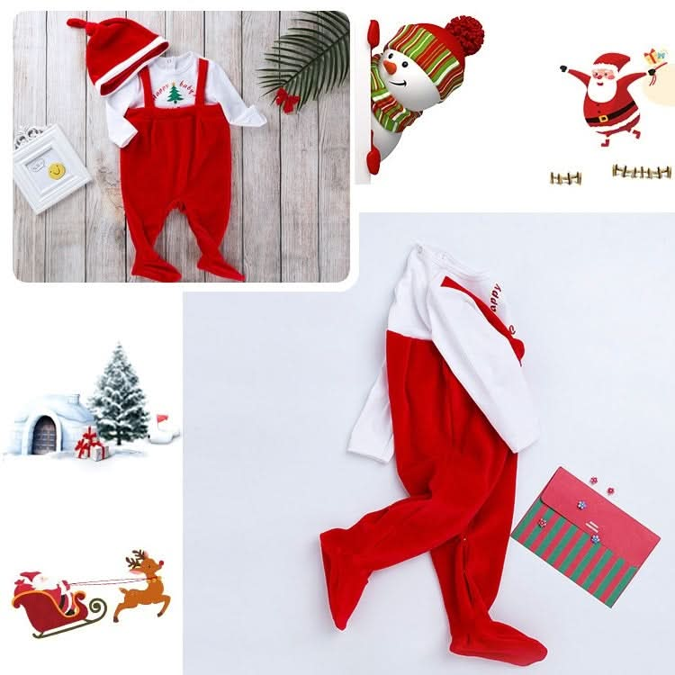 Baby Christmas Clothes One-piece Romper Thicken Plus Velvet Long-sleeved One-piece Reluova