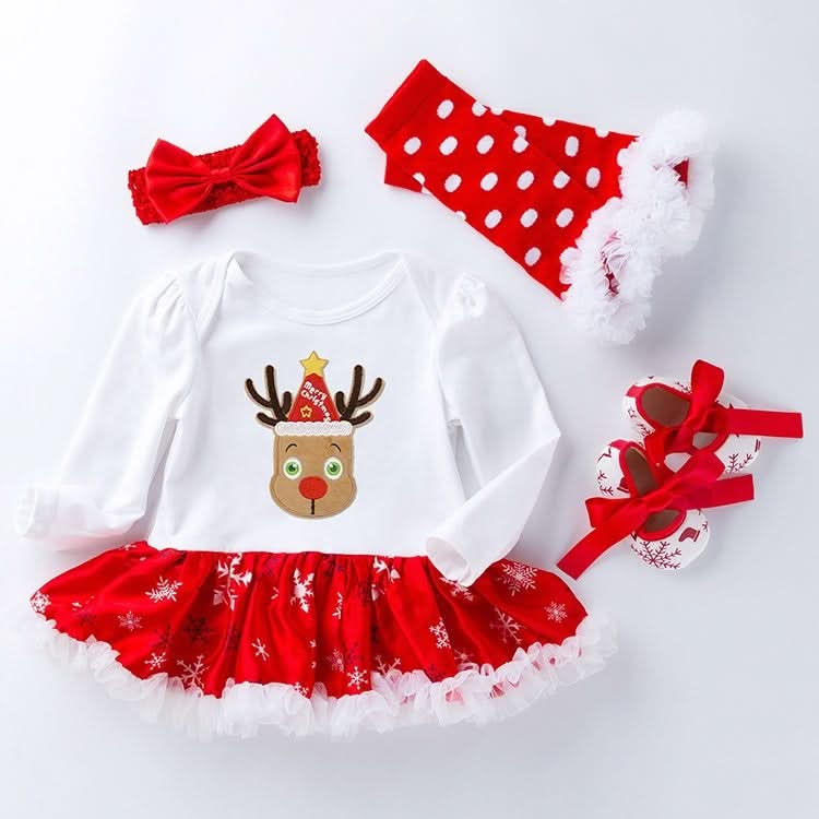 Four-piece Baby Snowflake Long-sleeved Dress (Color:Candy Size:59), Series 2 Reluova