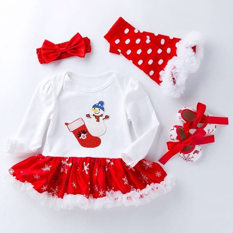 Four-piece Baby Snowflake Long-sleeved Dress (Color:Candy Size:59), Series 2 Reluova